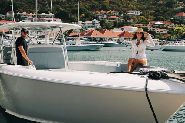 Contender 44 alongside in Gustavia harbour